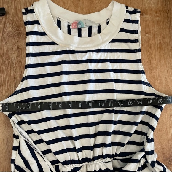 FP Beach ~Navy + White Striped Cotton Capri Sleeveless Midi Dress in size Large - Picture 9 of 14